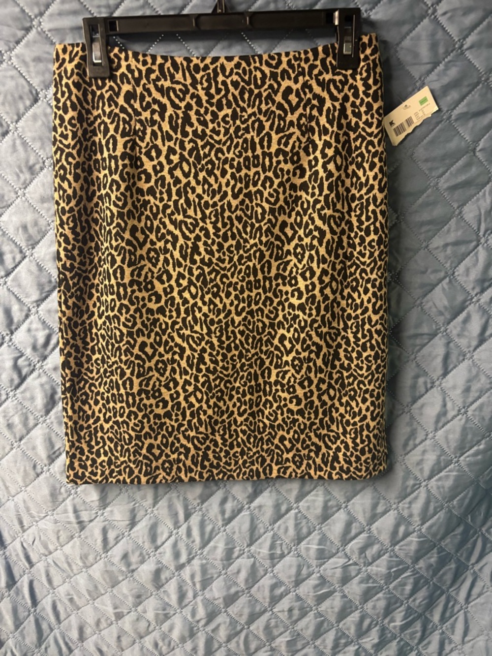 Jaclyn Smith Leopard Pencil Skirt in Black and Tan